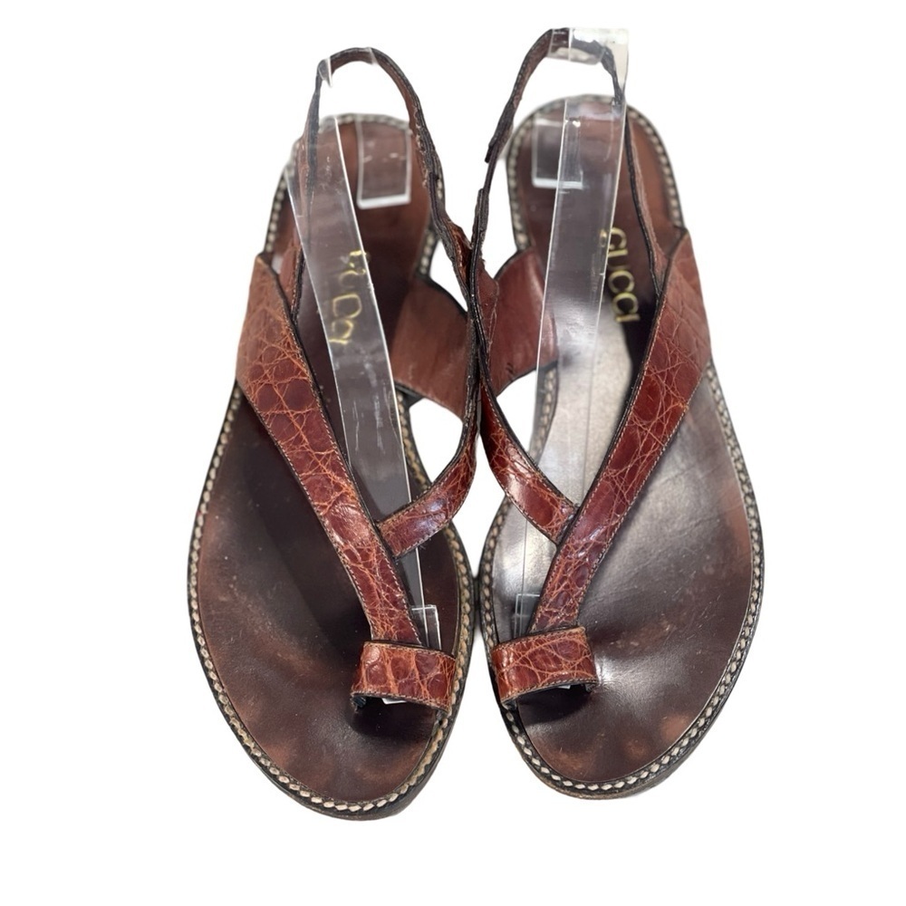 Gucci Women's Brown Leather Sandals size 36.5 - Picture 4 of 16